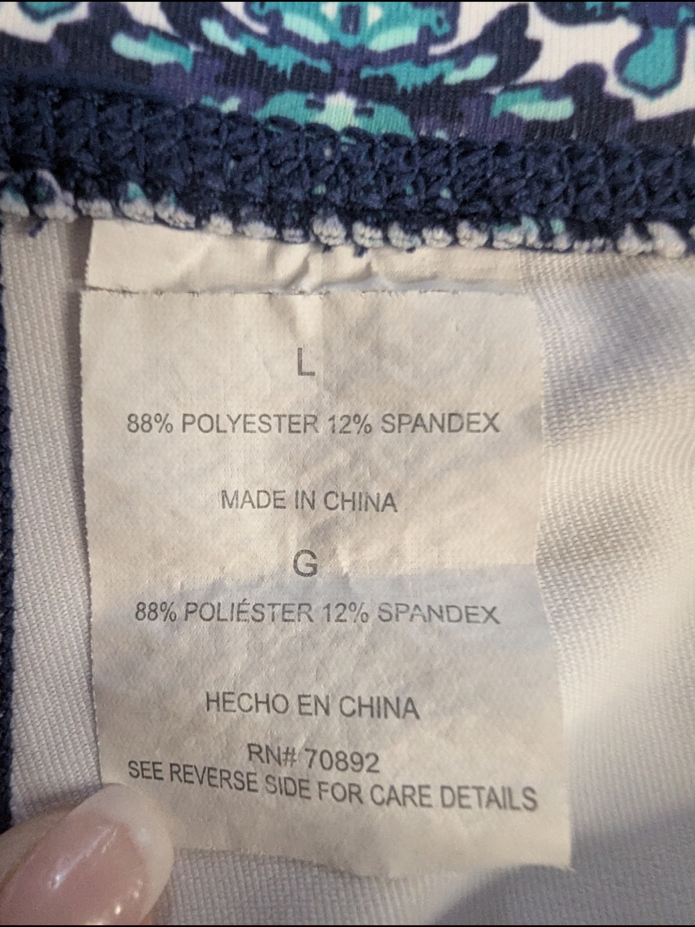 Apana Teal Blue Print Athletic Yoga Leggings Activewear Cropped Womens Size L - Picture 5 of 9